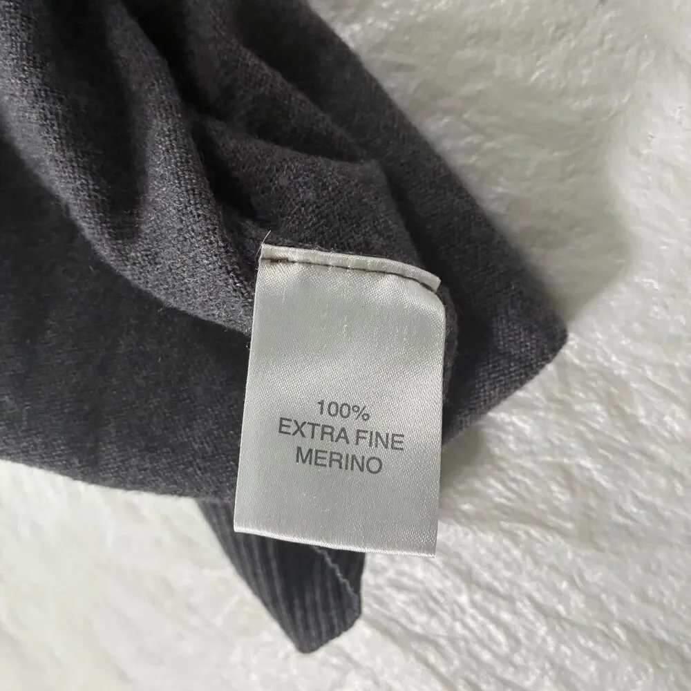 Charles Tyrwhitt Weekend Sweater Mens Med Gray Wool Button Neck Made in Italy